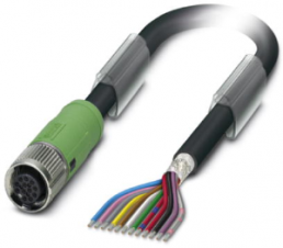 Sensor-Aktor Kabel, M12-Kabeldose, gerade auf offenes Ende, 12-polig, 0.5 m, PUR/PVC, schwarz, 1.5 A, 1437083