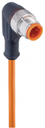 Sensor-Aktor Kabel, M12-Kabelstecker, abgewinkelt auf offenes Ende, 4-polig, 2 m, PVC, orange, 4 A, 12106