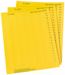 Beschriftungsstreifen, Papier gelb, 10 Bögen DIN A4 mit 1000 Streifen für ET 200SP, 6ES7193-6LA10-0AG0
