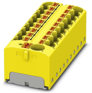 Verteilerblock, Push-in-Anschluss, 0,2-6,0 mm², 19-polig, 32 A, 6 kV, gelb, 3273906