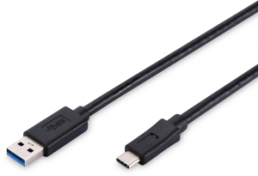 USB 2.0 Adapterleitung, USB Stecker Typ A auf USB Stecker Typ C, 1.8 m, schwarz