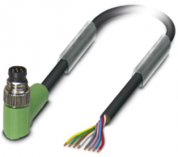 Sensor-Aktor Kabel, M8-Kabelstecker, abgewinkelt auf offenes Ende, 8-polig, 10 m, PUR, schwarz, 1.5 A, 1404183