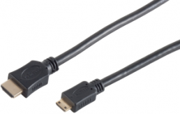 HDMI Kabel, HDMI Stecker Typ A auf HDMI Stecker Typ C, vergoldet, 1 m, schwarz