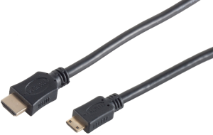 HDMI Kabel, HDMI Stecker Typ A auf HDMI Stecker Typ C, vergoldet, 1,5 m, schwarz