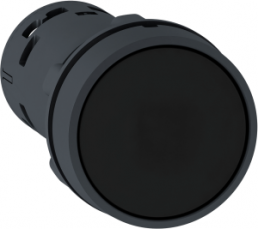 Drucktaster, rastend, Bund rund, schwarz, Frontring schwarz, Einbau-Ø 22 mm, XB7NH21