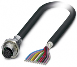 Sensor-Aktor Kabel, M12-Kabeldose, gerade auf offenes Ende, 12-polig, 1 m, PVC, schwarz, 1.5 A, 1442188