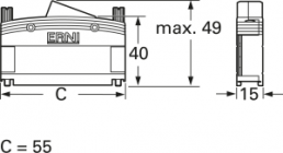 D-Sub Steckverbindergehäuse, Größe: 3 (DB), abgewinkelt 15°, Kabel-Ø 4 bis 11 mm, Polycarbonat, grau, 063387