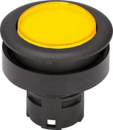 Drucktaster, beleuchtbar, Bund rund, gelb, Frontring schwarz, Einbau-Ø 28 mm, 1.30.090.011/1400