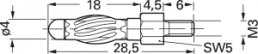 4 mm Einbaustecker, Schraubanschluss, 0,5 mm², Einbau-Ø 4 mm, 22.1083