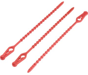 Kugel-Kabelbinder, lösbar, Polyethylen, (L x B) 320 x 4.4 mm, rot, -40 bis 70 °C