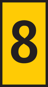 Vinylbeschichtete Gewebefolie Etikett, Aufdruck "8", (B x H) 6.2 x 19 mm, max. Bündel-Ø 4 mm, gelb, 592-11068