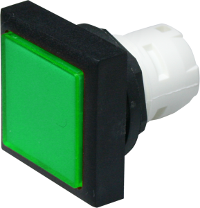 Leuchtvorsatz, beleuchtbar, Bund quadratisch, grün, Frontring schwarz, Einbau-Ø 16.2 mm, 1.65.124.551/1505