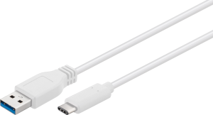 USB 3.0 Adapterleitung, USB Stecker Typ A auf USB Stecker Typ C, 1 m, weiß