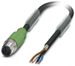 Sensor-Aktor Kabel, M12-Kabelstecker, gerade auf offenes Ende, 4-polig, 10 m, PUR, schwarz, 4 A, 1694389