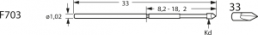 Standard-Prüfstift mit Tastkopf, Vierkant, Ø 1.02 mm, Hub 6.4 mm, RM 1.9 mm, L 33 mm, F70333S078L150
