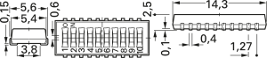 DIP-Schalter, 10-polig, gerade, 100 mA/6 VDC, CHS-10MA
