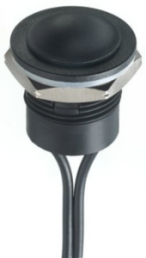 Drucktaster, 1-polig, schwarz, unbeleuchtet, 2 A/24 V, Einbau-Ø 16.2 mm, IP65/IP67, IAR3F1200