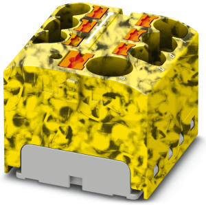 Verteilerblock, Push-in-Anschluss, 0,2-6,0 mm², 7-polig, 32 A, 6 kV, gelb/schwarz, 3273876