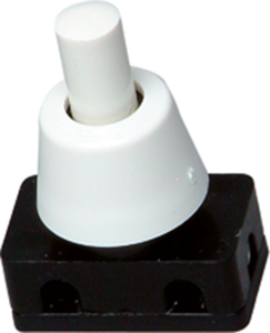 Lampen-Druckschalter, 1-polig, weiß, unbeleuchtet, 2 A/250 V, Einbau-Ø 10 mm, 192117081