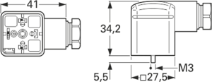 Ventilsteckverbinder, DIN FORM A, 2-polig + PE, 250 V, 0,25-1,5 mm², 934888100
