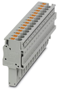 Stecker, Push-in-Anschluss, 0,2-6,0 mm², 15-polig, 32 A, 8 kV, grau, 3212100