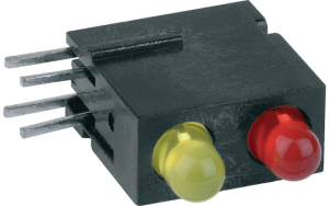 LED-Signalleuchte, gelb/rot, 20 mcd, RM 2.54 mm, LED Anzahl: 2