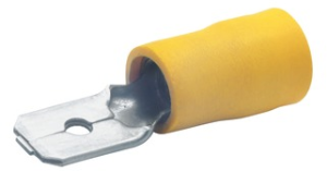 Flachstecker, 4,8 x 0,5 mm, L 24.5 mm, isoliert, gerade, gelb, 4,0-6,0 mm², AWG 12-10, 8502B
