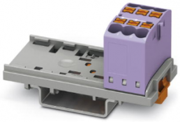 Verteilerblock, Push-in-Anschluss, 0,14-4,0 mm², 6-polig, 24 A, 8 kV, violett, 3273016