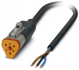 Sensor-Aktor Kabel, Kabeldose auf offenes Ende, 3-polig, 1.5 m, PUR, schwarz, 8 A, 1414995