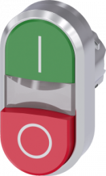 Doppeldrucktaster, unbeleuchtet, Bund oval, grün/rot, Einbau-Ø 22.3 mm, 3SU1050-3BB42-0AK0