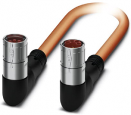 Sensor-Aktor Kabel, M23-Kabelstecker, abgewinkelt auf M23-Kabeldose, abgewinkelt, 13-polig, 5 m, PUR, orange, 26 A, 1622251