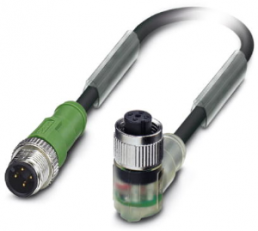 Sensor-Aktor Kabel, M12-Kabelstecker, gerade auf M12-Kabeldose, abgewinkelt, 4-polig, 1.5 m, PVC, schwarz, 4 A, 1415624