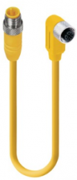 Sensor-Aktor Kabel, M12-Kabelstecker, gerade auf M12-Kabeldose, abgewinkelt, 4-polig, 6 m, TPE, gelb, 4 A, 7982