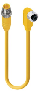 Sensor-Aktor Kabel, M12-Kabelstecker, gerade auf M12-Kabeldose, abgewinkelt, 4-polig, 15 m, PUR, gelb, 4 A, 26638