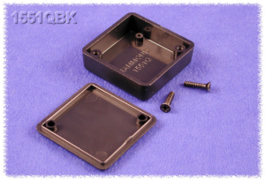 ABS Miniatur-Gehäuse, (L x B x H) 40 x 40 x 15 mm, schwarz (RAL 9005), IP54, 1551QBK