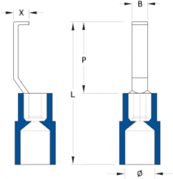 Isolierter Stiftkabelschuh, 1,5-2,5 mm², 3 mm, blau
