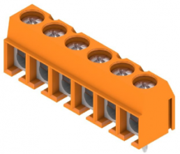 Leiterplattenklemme, 6-polig, RM 5 mm, 0,13-2,5 mm², 15 A, Schraubanschluss, orange, 1234680000
