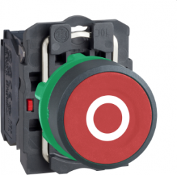Drucktaster, tastend, Bund rund, rot, Frontring schwarz, Einbau-Ø 22 mm, XB5AA4322