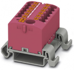 Verteilerblock, Push-in-Anschluss, 0,14-4,0 mm², 13-polig, 24 A, 8 kV, pink, 3273237
