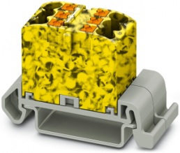 Verteilerblock, Push-in-Anschluss, 0,14-4,0 mm², 6-polig, 24 A, 8 kV, gelb/schwarz, 3273152