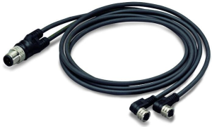 Sensor-Aktor Kabel, M8-Kabeldose, abgewinkelt auf M12-Kabelstecker, gerade, 4-polig, 2 m, PUR, schwarz, 4 A, 756-5514/040-020