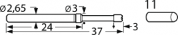 Langhub-Prüfstift mit Tastkopf, Rundkopf, Ø 2.65 mm, Hub 10 mm, RM 3.5 mm, L 37 mm, F79611B176G300