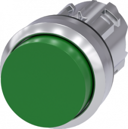 Drucktaster, unbeleuchtet, tastend, Bund rund, grün, Einbau-Ø 22.3 mm, 3SU1050-0BB40-0AA0
