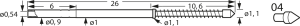 Hochstrom-Federkontakt mit Tastkop, Kegel, Ø 1 mm, Hub 3 mm, RM 1.9 mm, L 26 mm, F31004S110L090