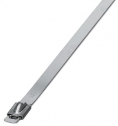 Kabelbinder, Edelstahl, (L x B) 259 x 7.9 mm, Bündel-Ø 69 mm, silber, UV-beständig, -80 bis 538 °C