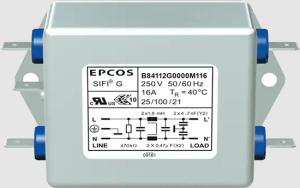 EMC Filter, 50 bis 60 Hz, 25 A, 250 V (DC), 250 VAC, 1.6 mH, Gewindebolzen M5, B84112G0000M125