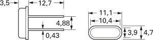 Quarz, 12 MHz, 32 pF, ±30 ppm, 50 Ω, THT