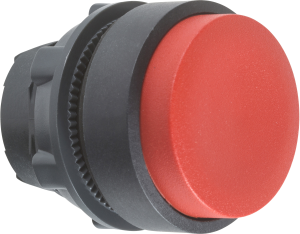 Drucktaster, rastend, Bund rund, rot, Frontring schwarz, Einbau-Ø 22 mm, ZB5AH4