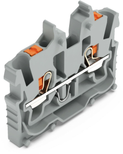 2-Leiter-Mini-Durchgangsklemme, Push-in-Anschluss, 0,14-1,5 mm², 2-polig, 13.5 A, 6 kV, grau, 2250-301