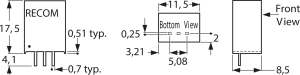 DC/DC-Wandler, 17-72 VDC, 6 W, 1 Ausgang, 12 VDC, 94 % Wirkungsgrad, R-78HB12-0.5